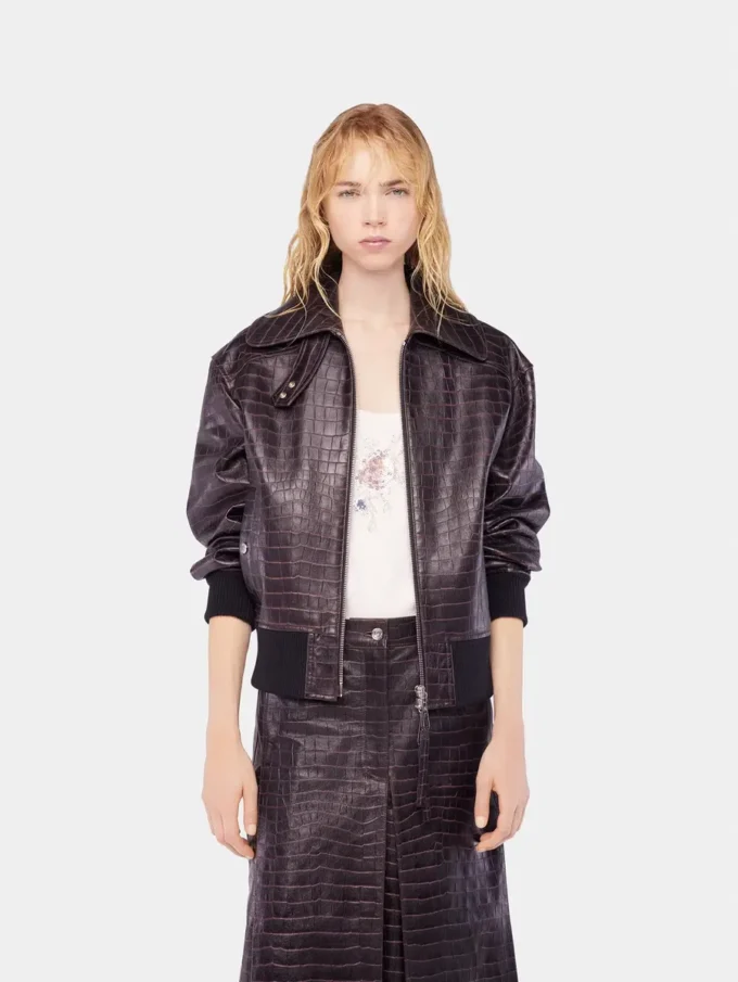 Chaqueta bomber de piel