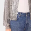 Chaqueta bomber de punto plateada