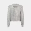 Chaqueta bomber de punto plateada