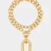 Collar doble XL Link dorado con colgante