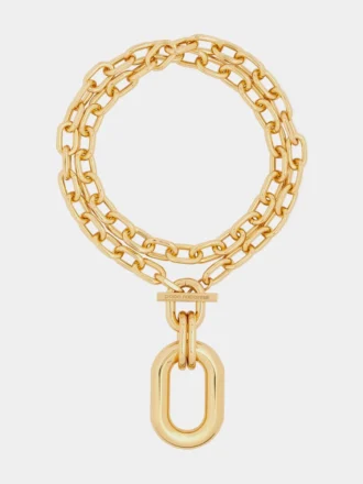 Collar doble XL Link dorado con colgante