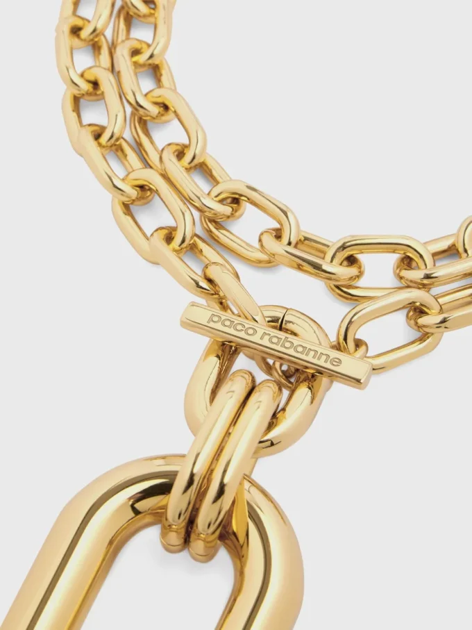 Collar doble XL Link dorado con colgante