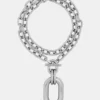 Collar doble XL Link plateado con colgante