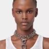 Collar doble XL Link plateado con colgante