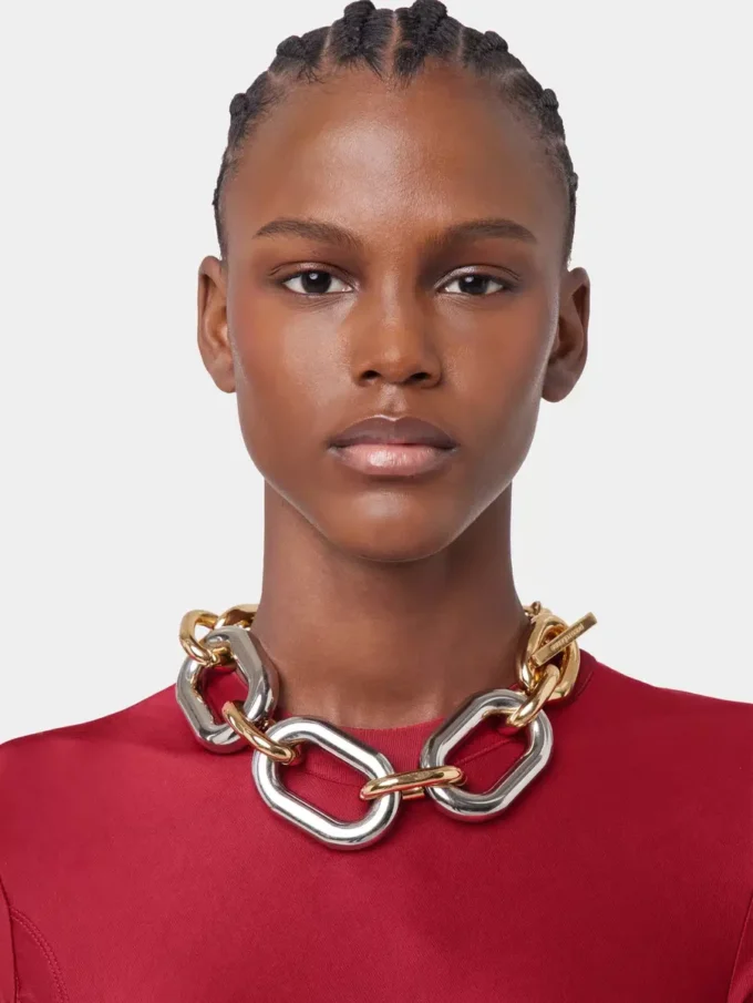Collar XL con eslabones oversize dorados y plateados