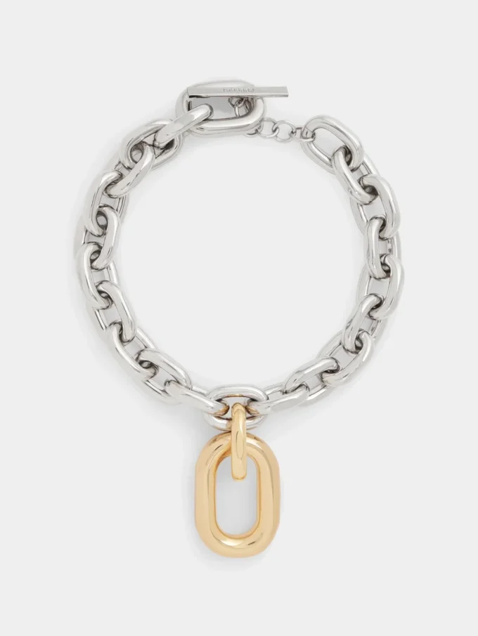 Collar XL de eslabones plateado/dorado