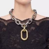 Collar XL de eslabones plateado/dorado