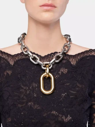 Collar XL de eslabones plateado/dorado
