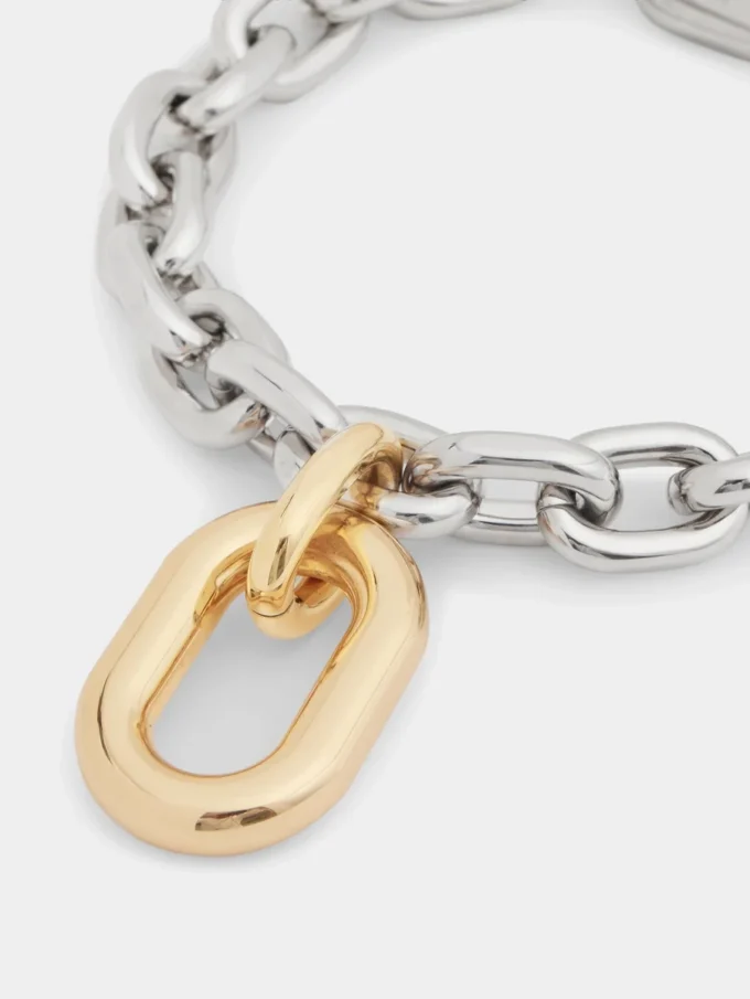 Collar XL de eslabones plateado/dorado