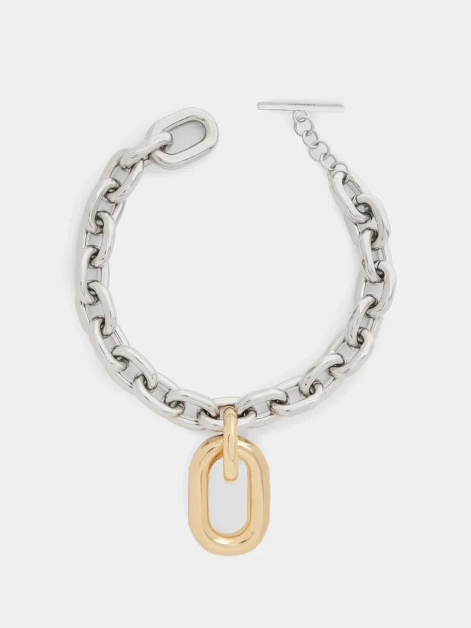 Collar XL de eslabones plateado/dorado
