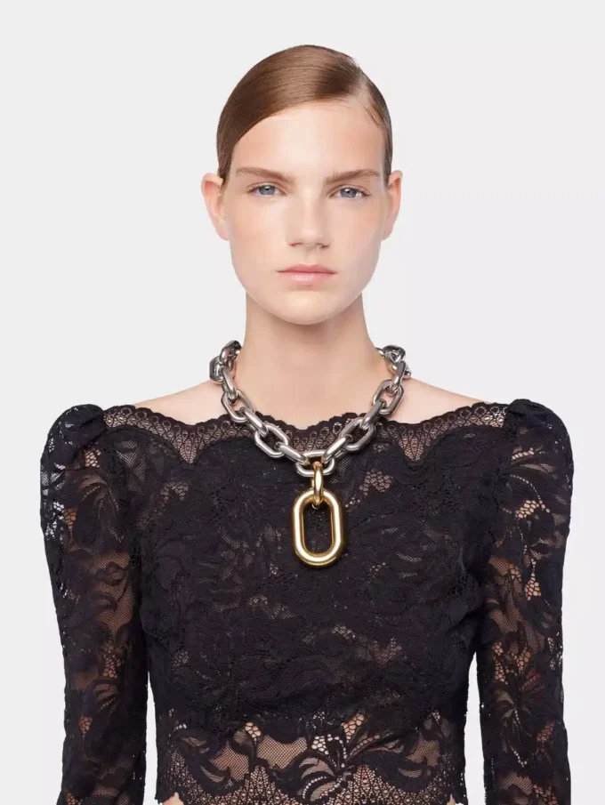 Collar XL de eslabones plateado/dorado