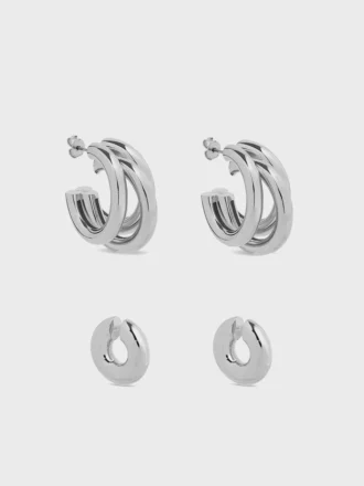 Dúo de aros y pendientes de oreja punk