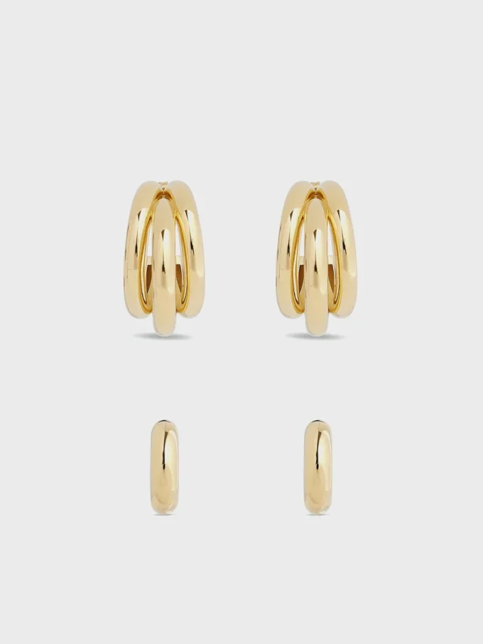 Dúo de aros y pendientes de oreja punk