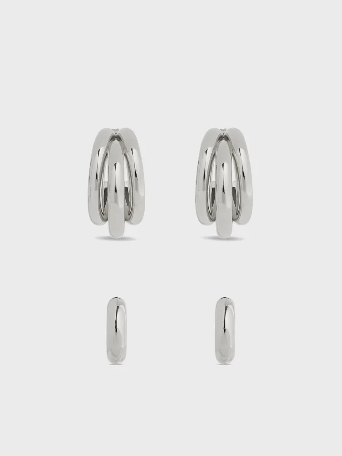 Dúo de aros y pendientes de oreja punk