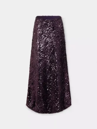 Falda larga de jersey con detalles de lentejuelas