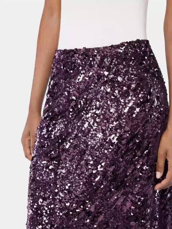 Falda larga de jersey con detalles de lentejuelas