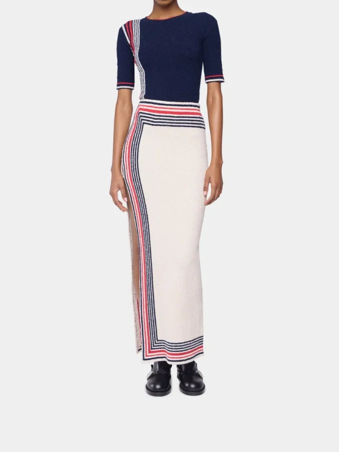 Falda larga de jersey de rizo