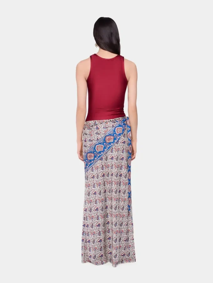 Falda larga de satén estampado