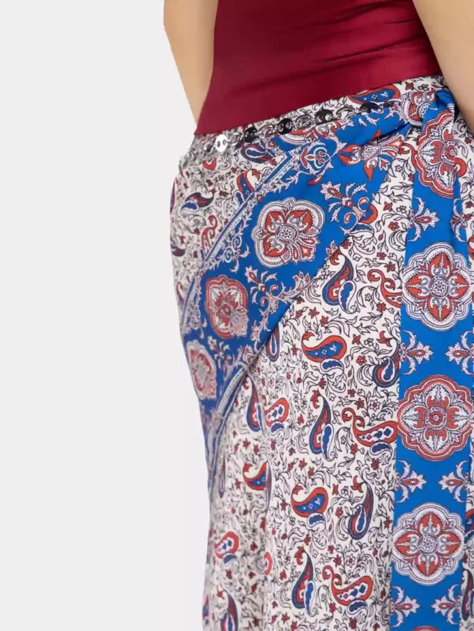 Falda larga de satén estampado