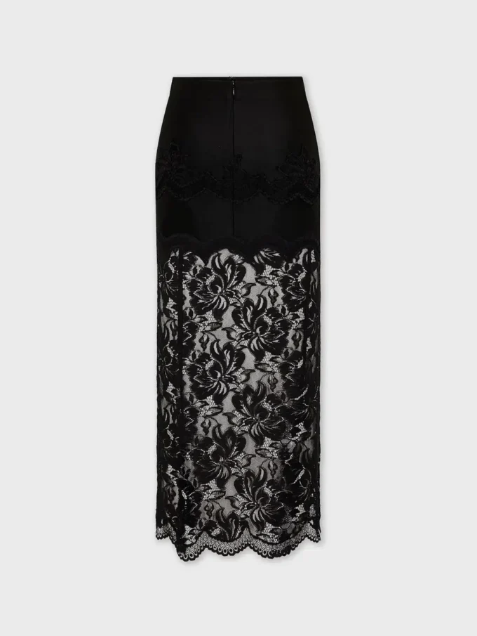 Falda midi de encaje