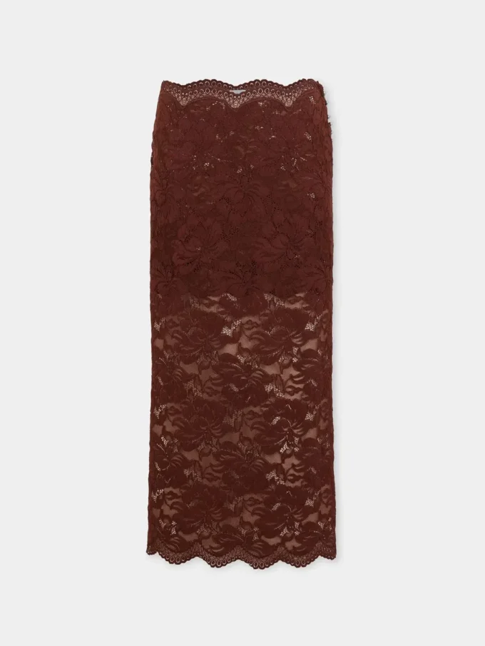 Falda midi de encaje