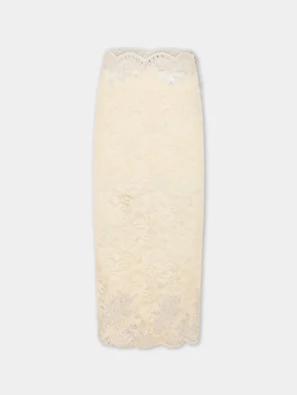 Falda midi de encaje