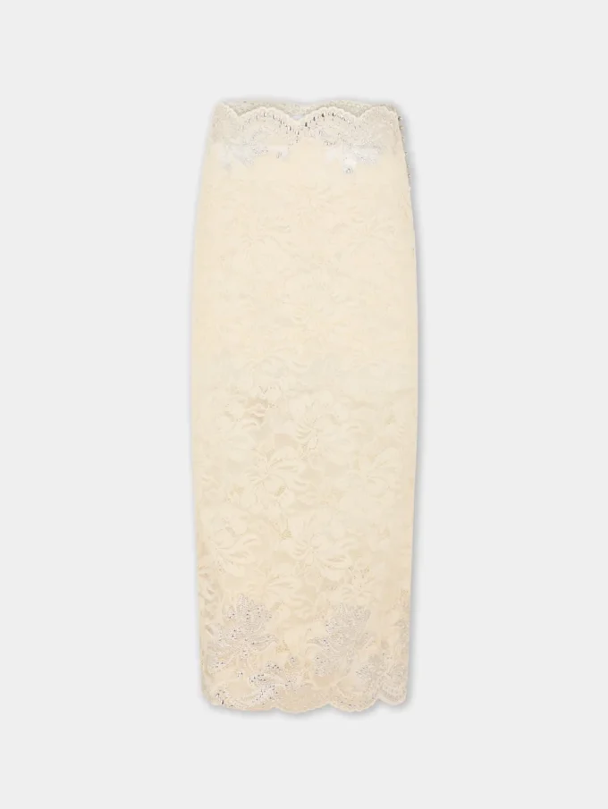 Falda midi de encaje
