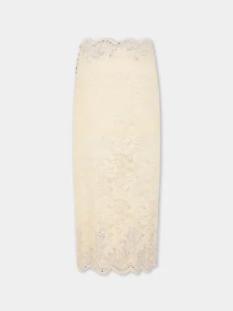 Falda midi de encaje