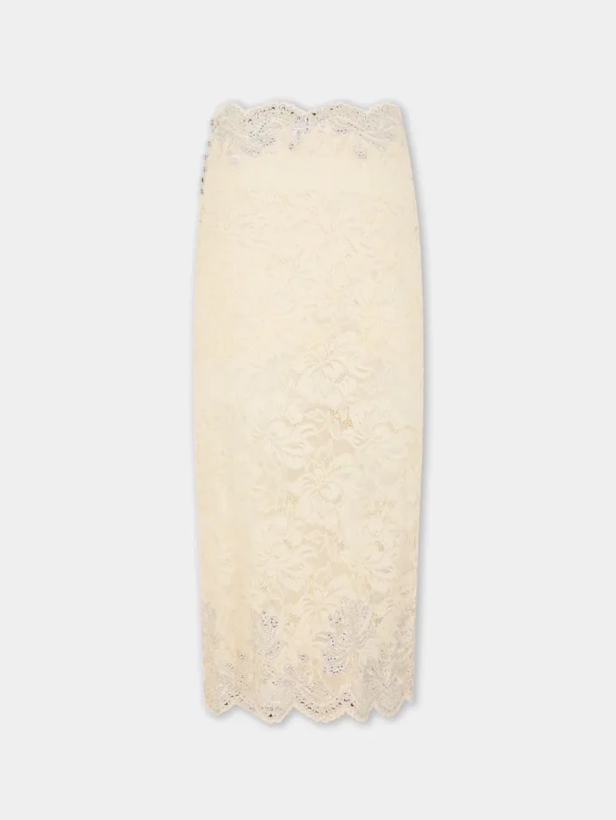 Falda midi de encaje