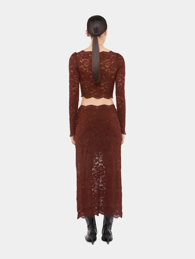 Falda midi de encaje
