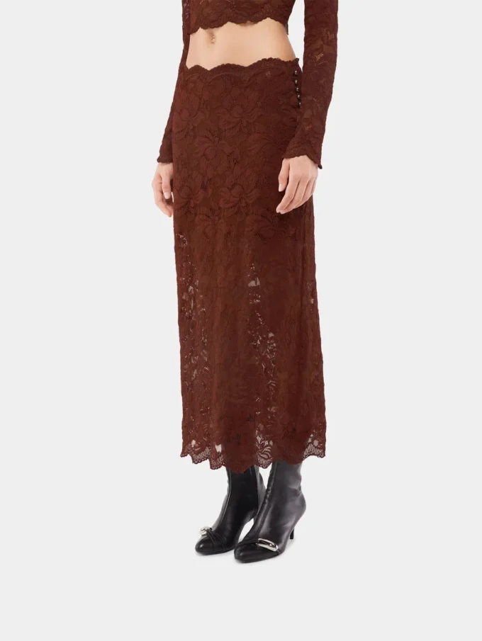Falda midi de encaje
