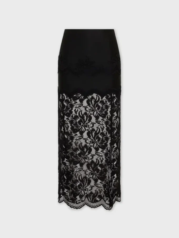 Falda midi de encaje