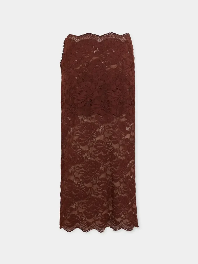 Falda midi de encaje