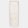 Falda midi de encaje marfil