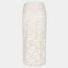 Falda midi de encaje marfil