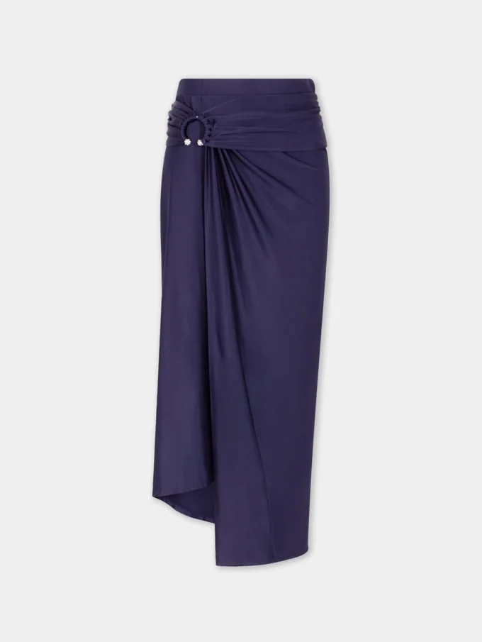Falda midi de jersey con perforaciones