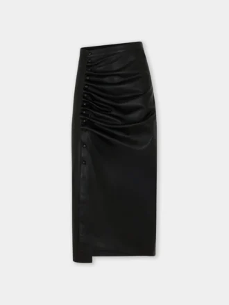 Falda midi de piel de cordero