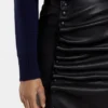 Falda midi de piel de cordero