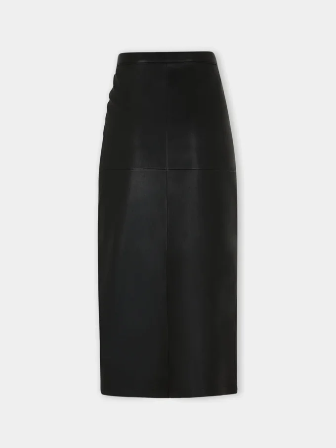 Falda midi de piel de cordero