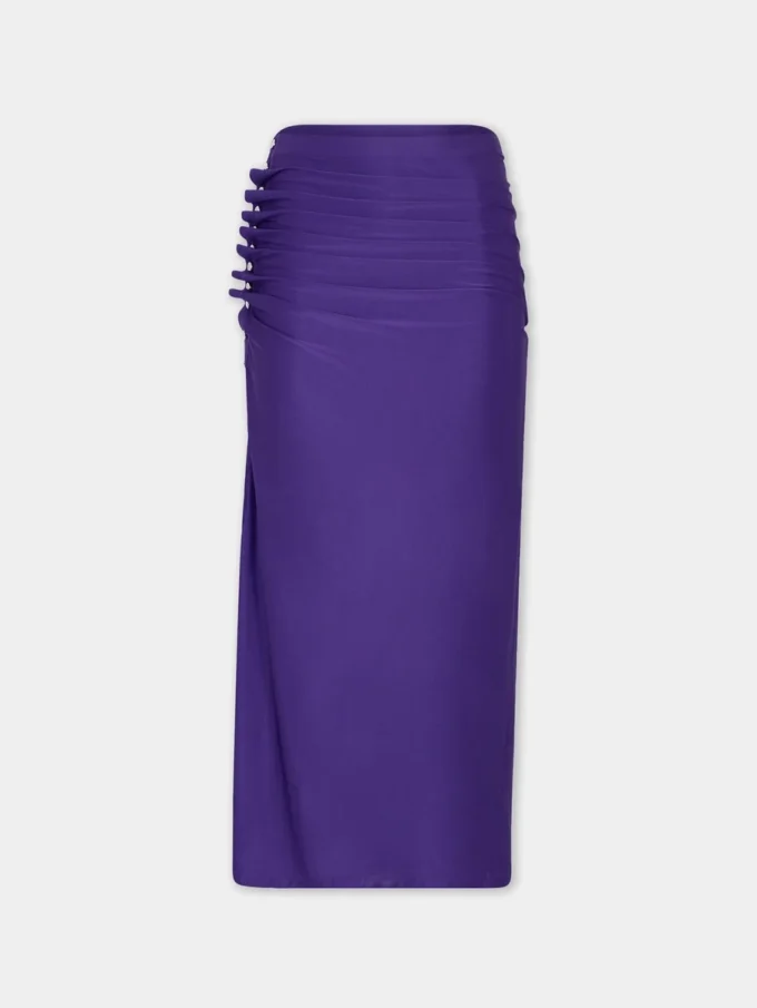 Falda midi drapeada de jersey