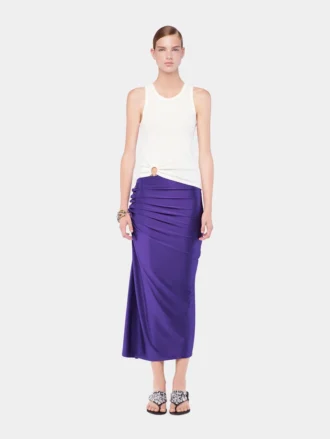 Falda midi drapeada de jersey