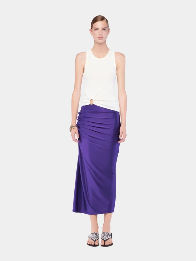 Falda midi drapeada de jersey