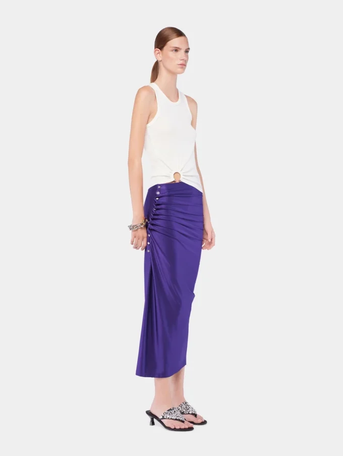 Falda midi drapeada de jersey