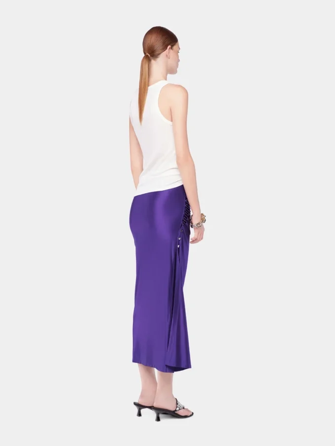 Falda midi drapeada de jersey