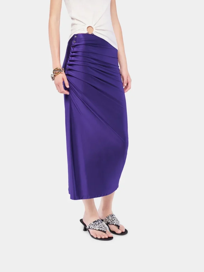 Falda midi drapeada de jersey