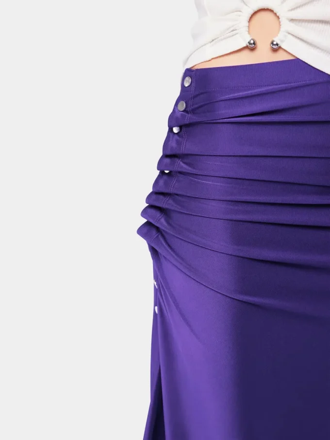 Falda midi drapeada de jersey