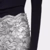 Falda midi plateada de encaje