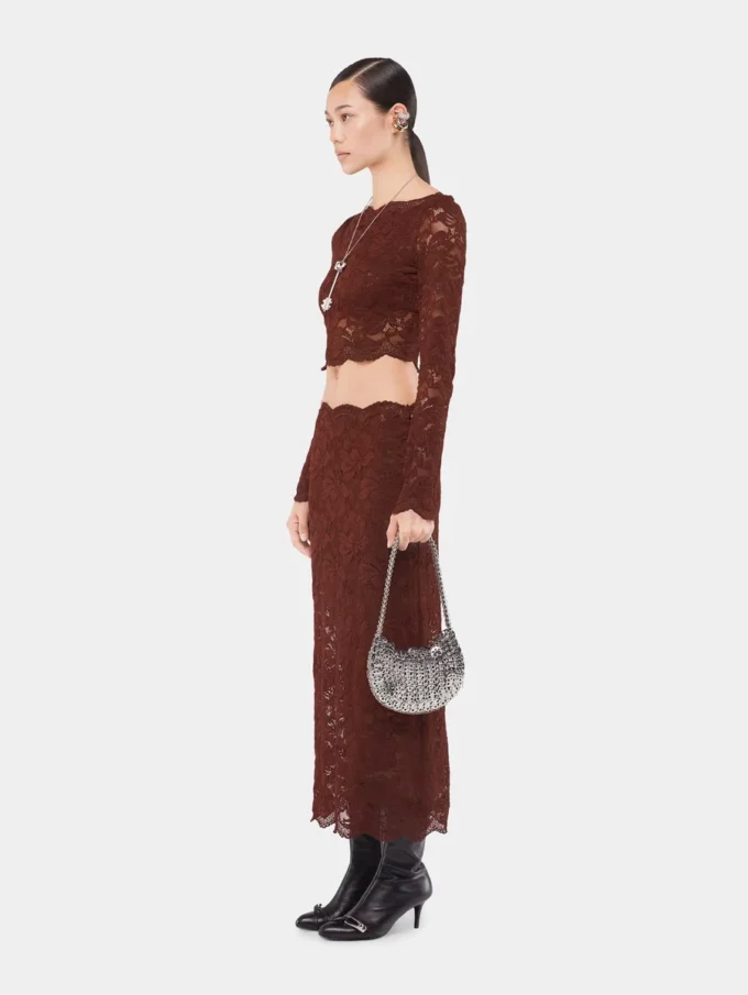 Falda midi de encaje
