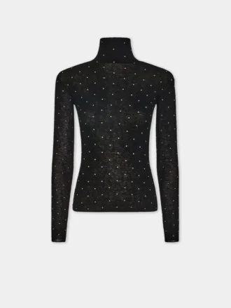Jersey de cuello alto de lana que se adapta como una segunda piel
