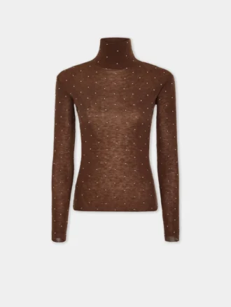 Jersey de cuello alto de lana que se adapta como una segunda piel